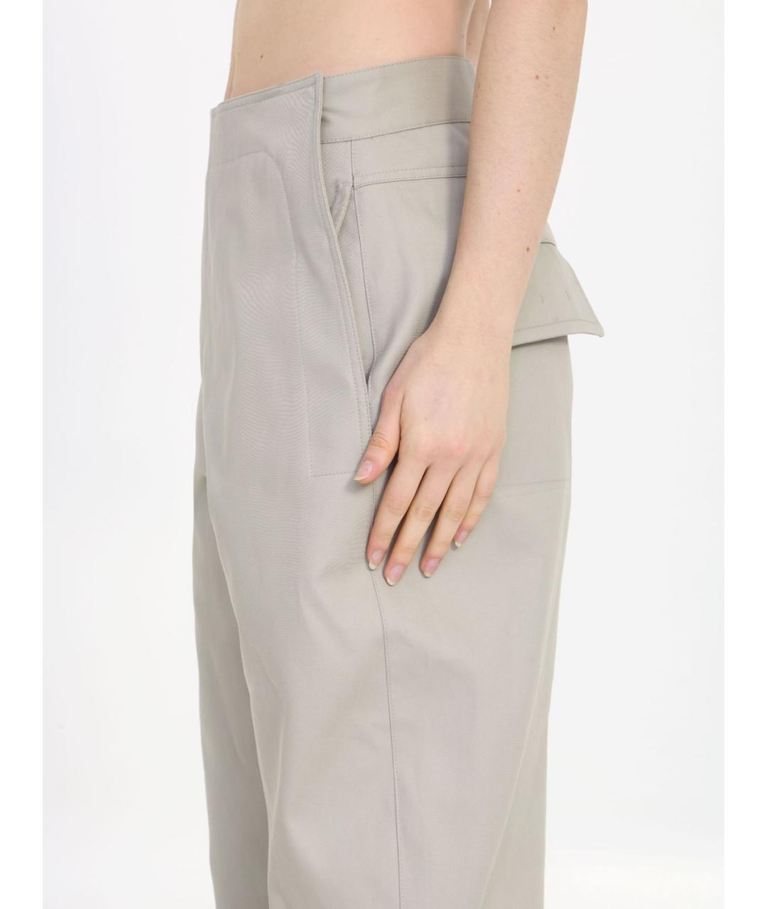 BOTTEGA VENETA Бежевые хлопковые прямые брюки, фото 4