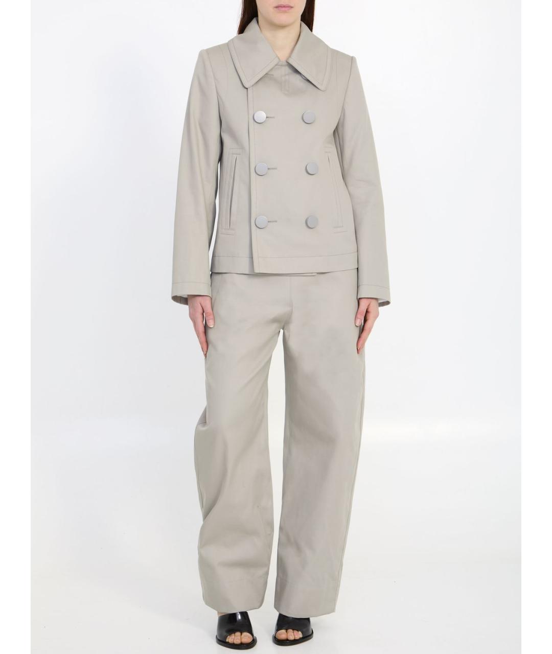 BOTTEGA VENETA Бежевые хлопковые прямые брюки, фото 2