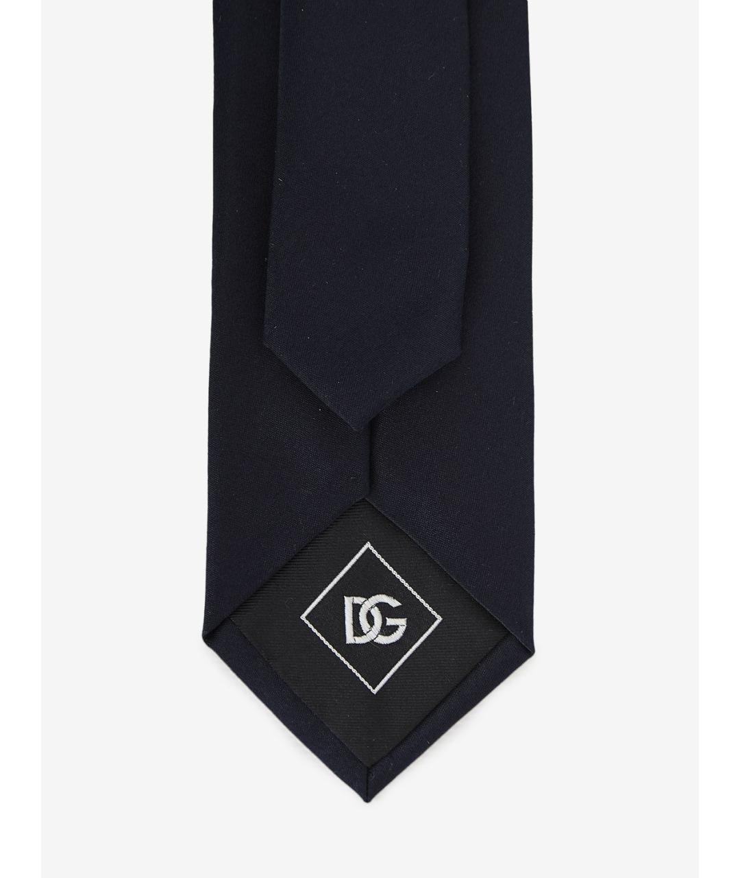 DOLCE&GABBANA Темно-синий шелковый галстук, фото 3