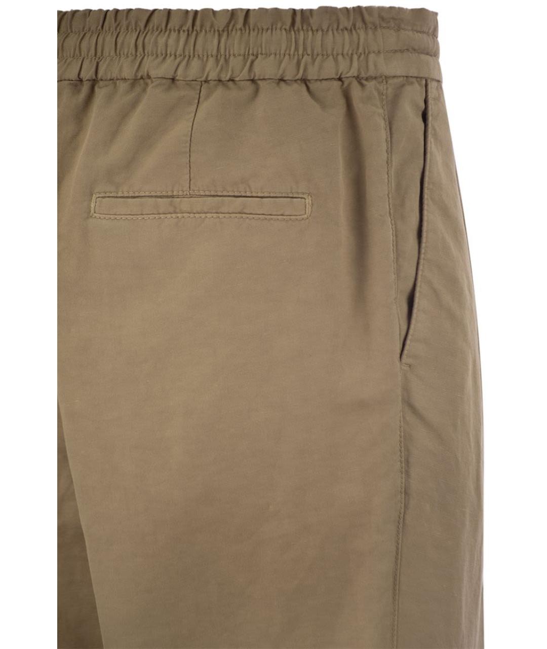BRUNELLO CUCINELLI Бежевые льняные повседневные брюки, фото 4