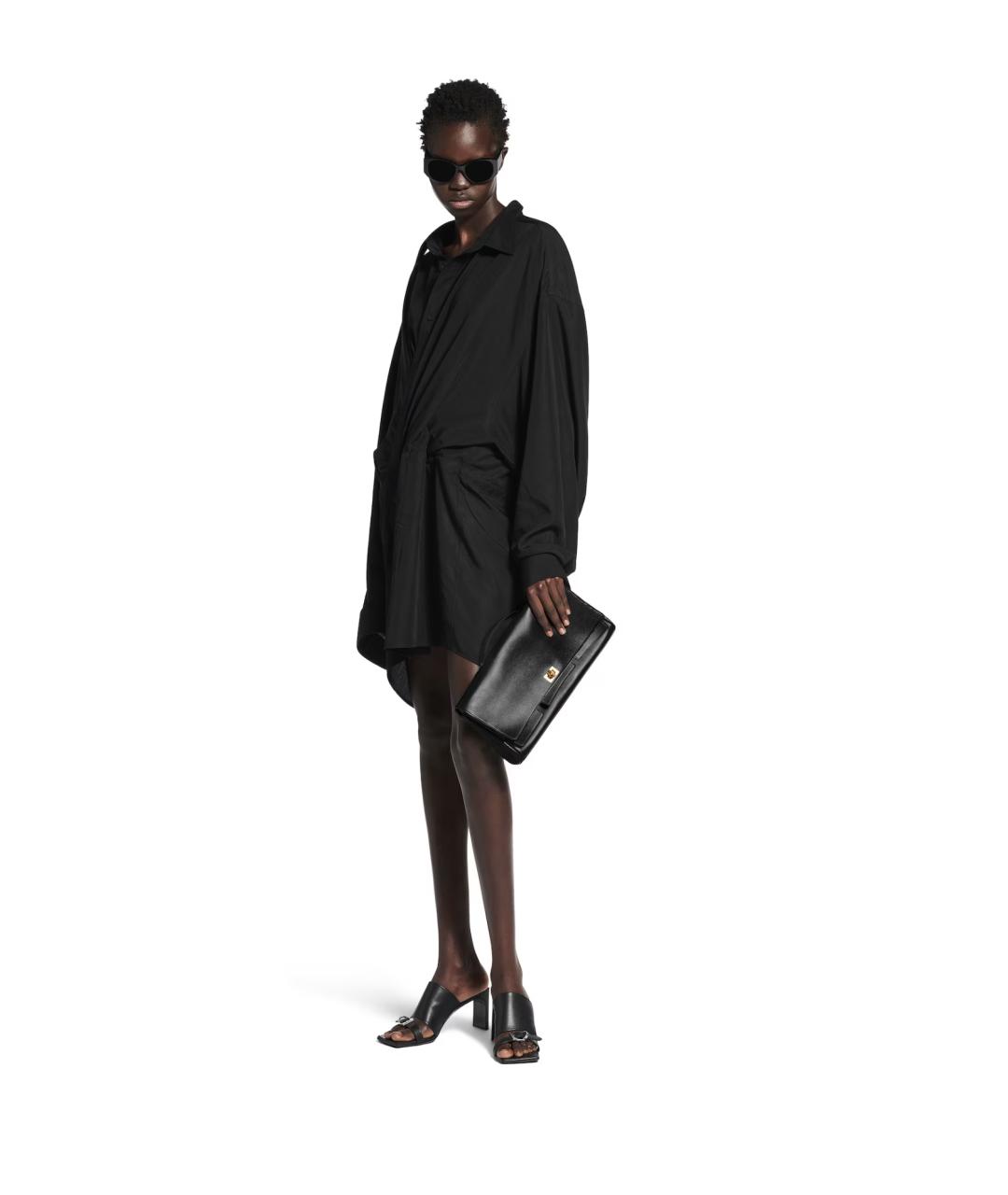 BALENCIAGA Черная кожаная сумка через плечо, фото 6