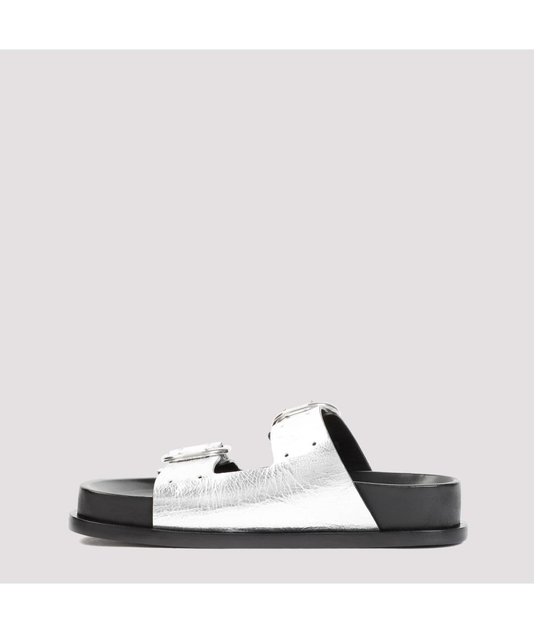 JIL SANDER Серебряные кожаные сандалии, фото 3