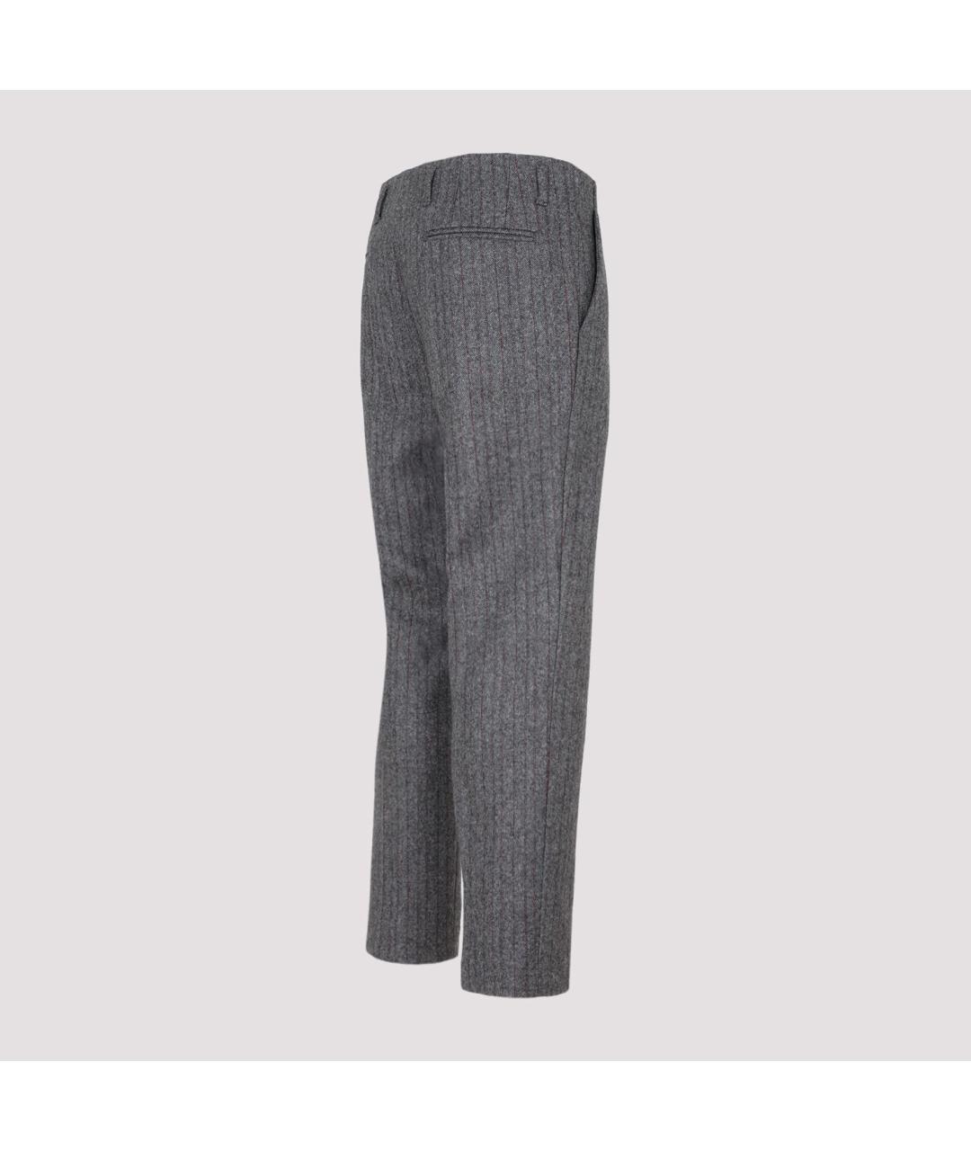 DRIES VAN NOTEN Серые шерстяные повседневные брюки, фото 4