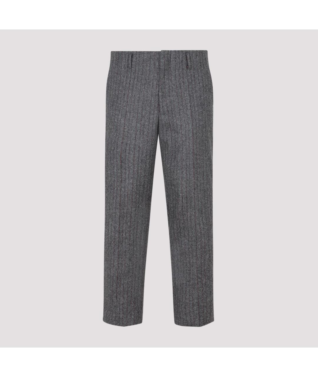 DRIES VAN NOTEN Серые шерстяные повседневные брюки, фото 2
