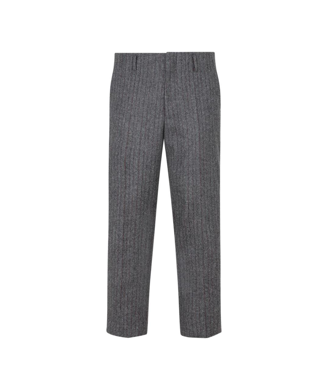 DRIES VAN NOTEN Серые шерстяные повседневные брюки, фото 1
