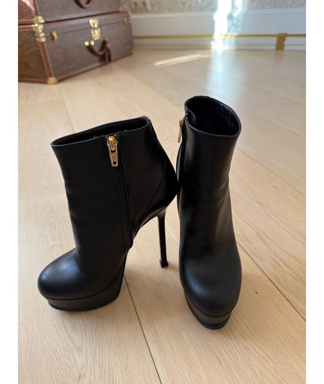 SAINT LAURENT Черные кожаные ботильоны, фото 2