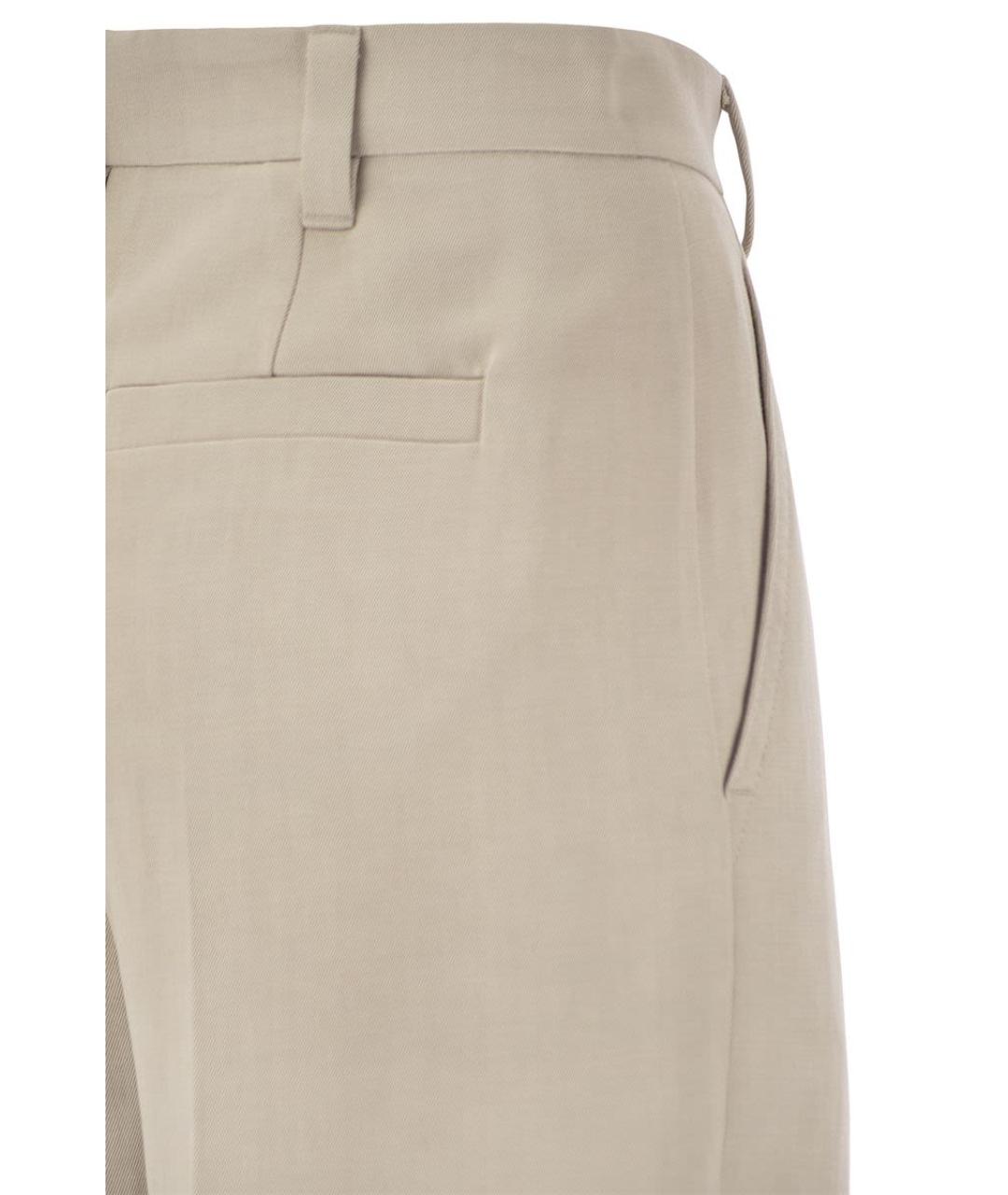 BRUNELLO CUCINELLI Бежевые вискозные прямые брюки, фото 4