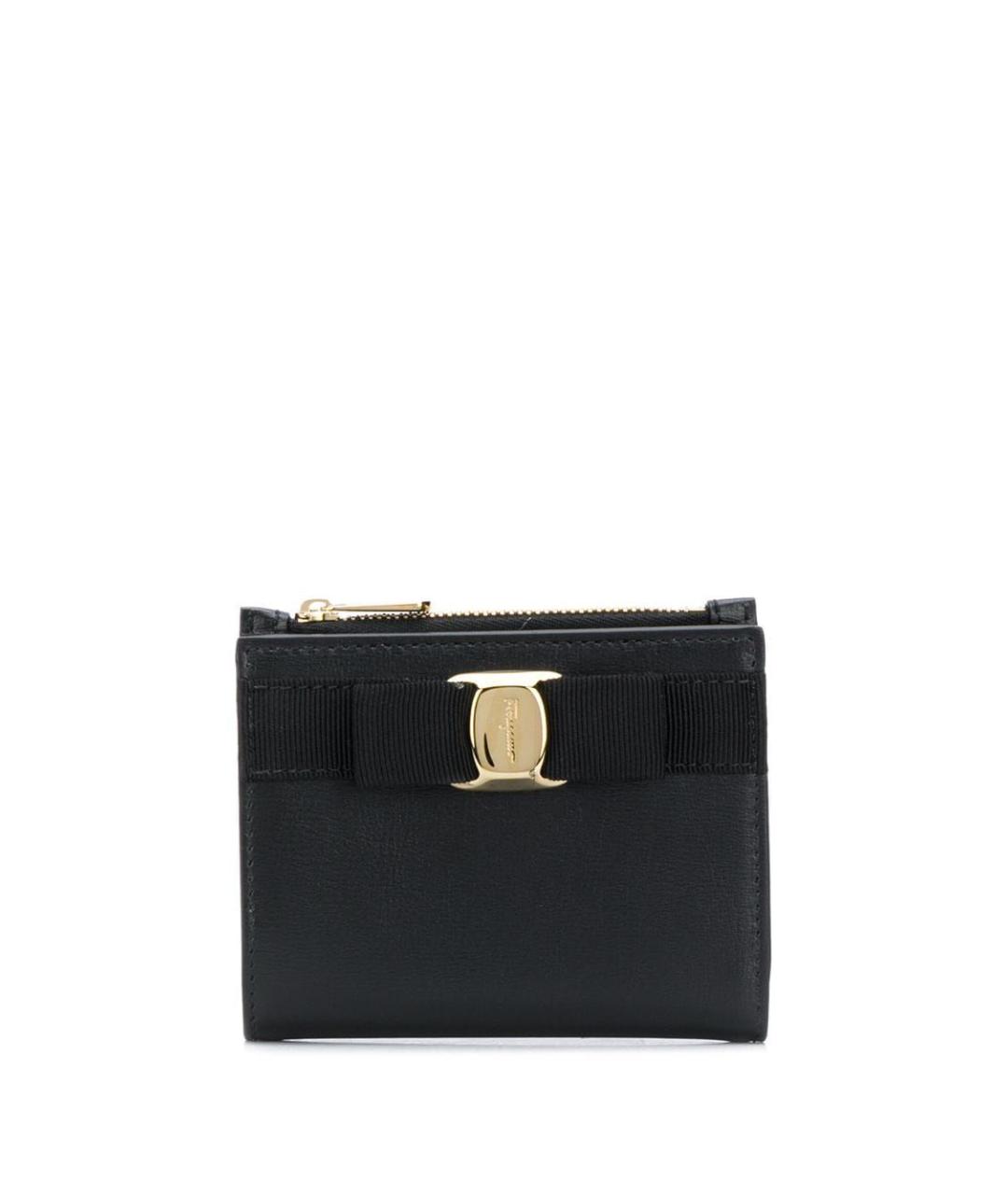 FERRAGAMO Черный кожаный кошелек, фото 1