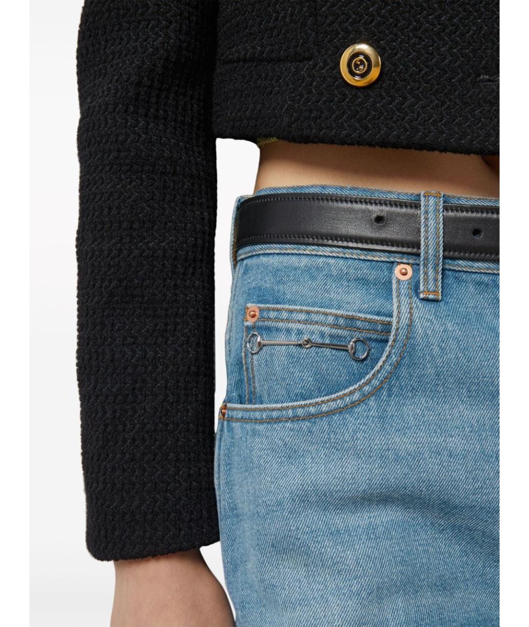 GUCCI Голубые хлопковые прямые джинсы, фото 5