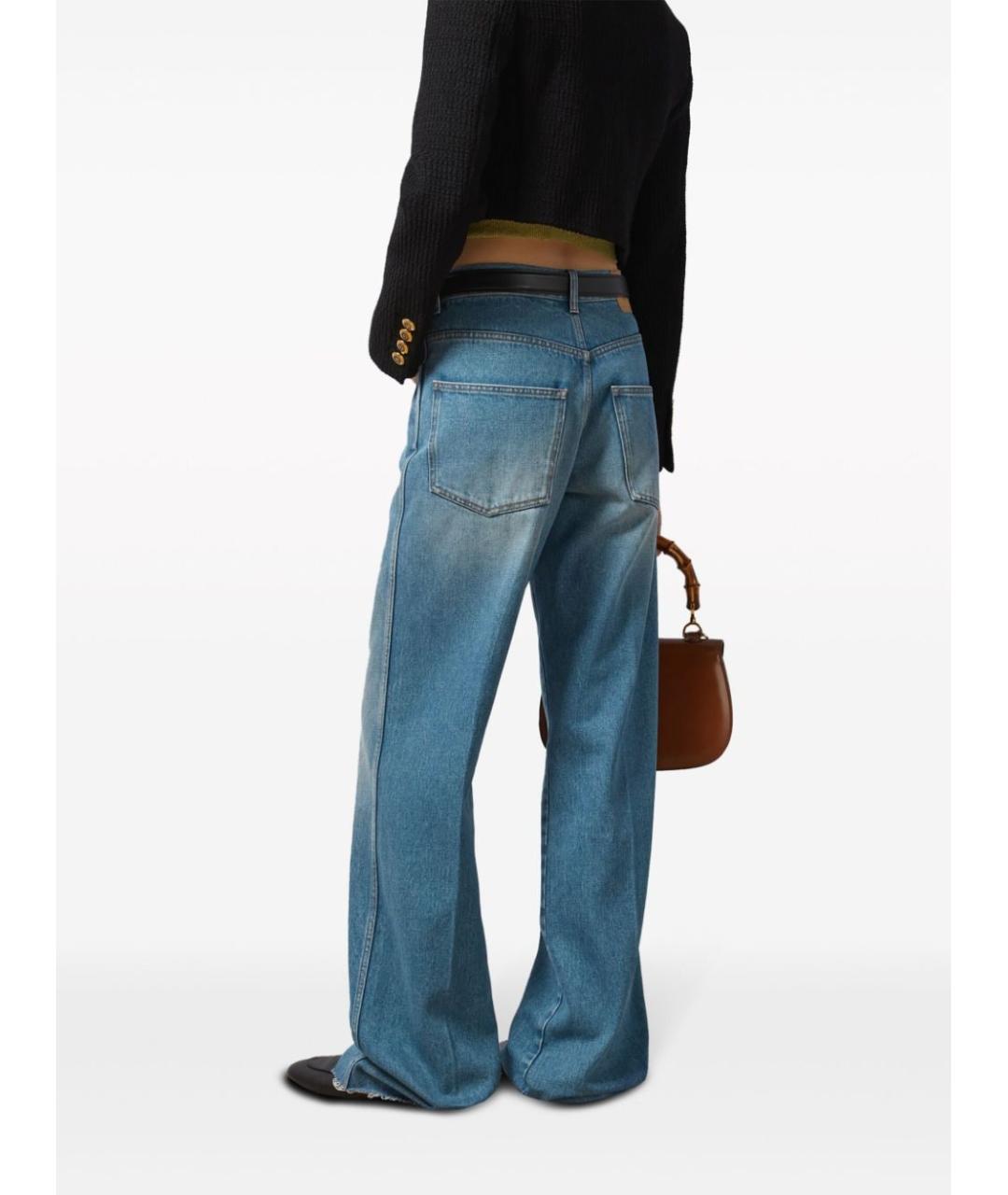 GUCCI Голубые хлопковые прямые джинсы, фото 4