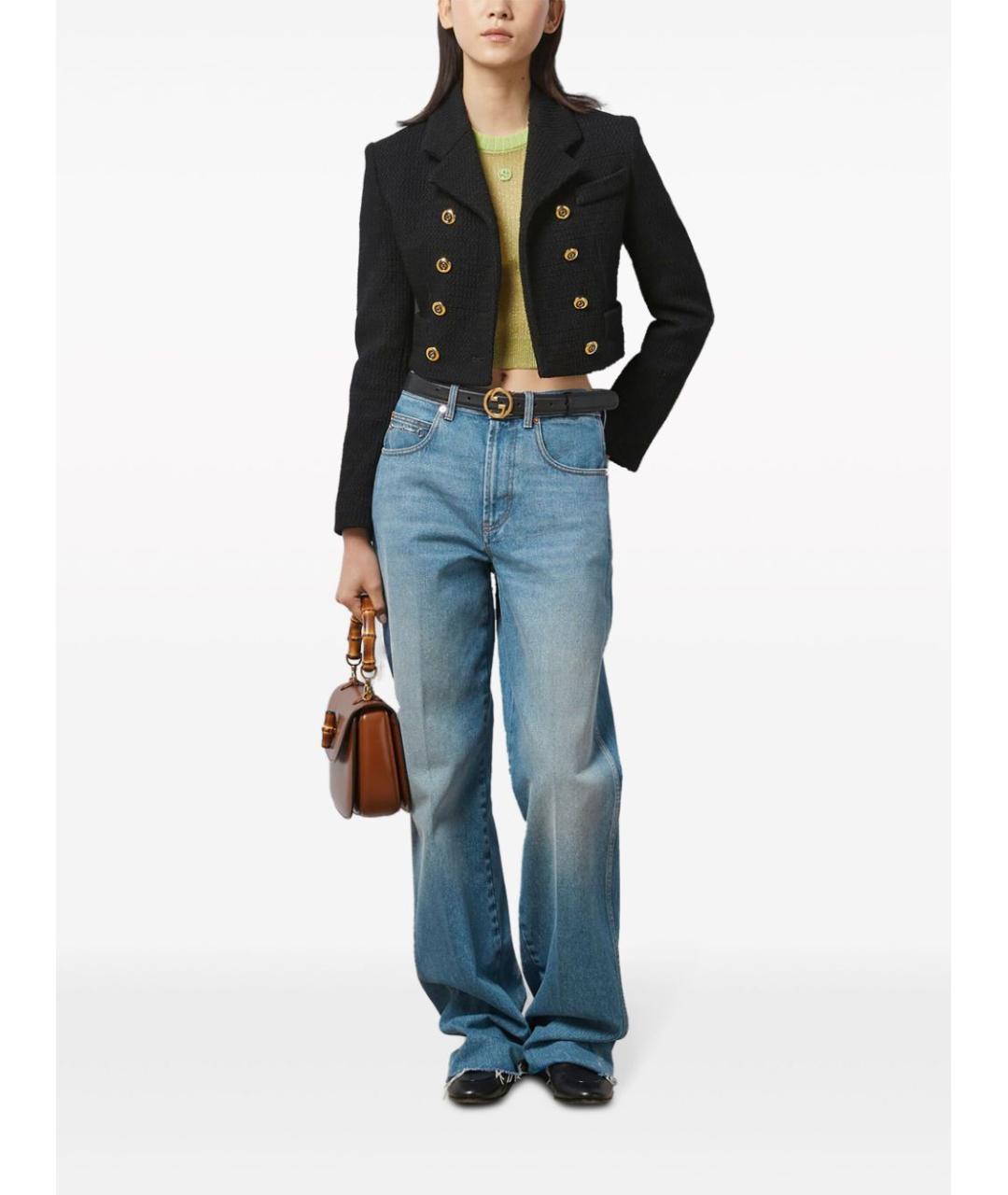 GUCCI Голубые хлопковые прямые джинсы, фото 2