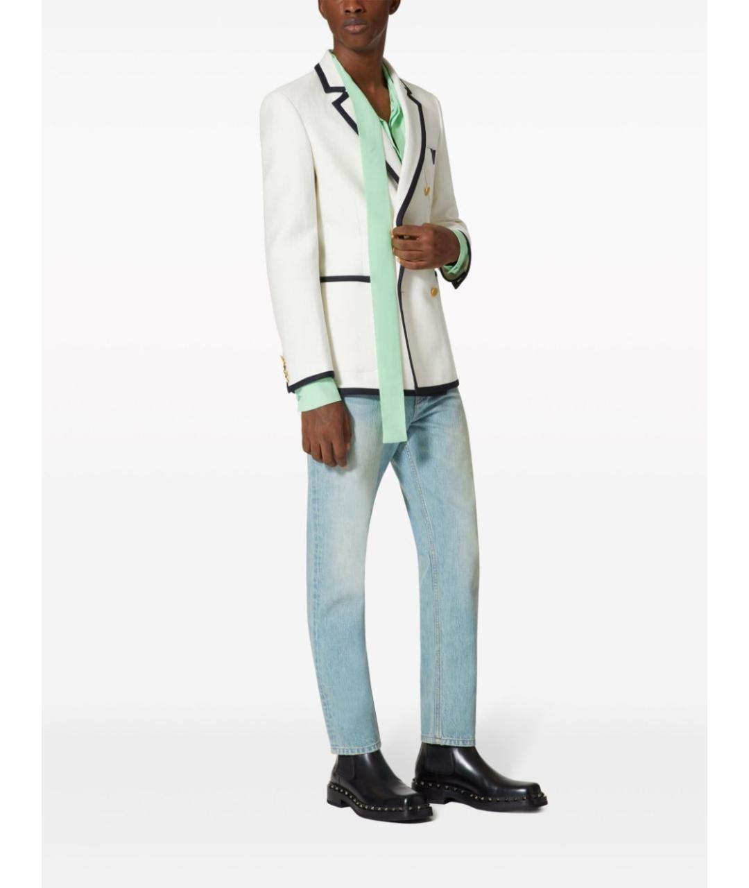 VALENTINO Голубые хлопковые прямые джинсы, фото 2