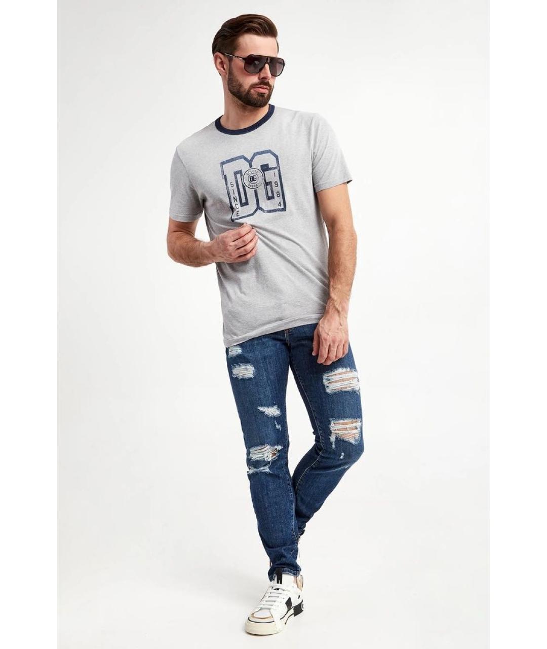 DOLCE&GABBANA Синие хлопко-эластановые джинсы, фото 4
