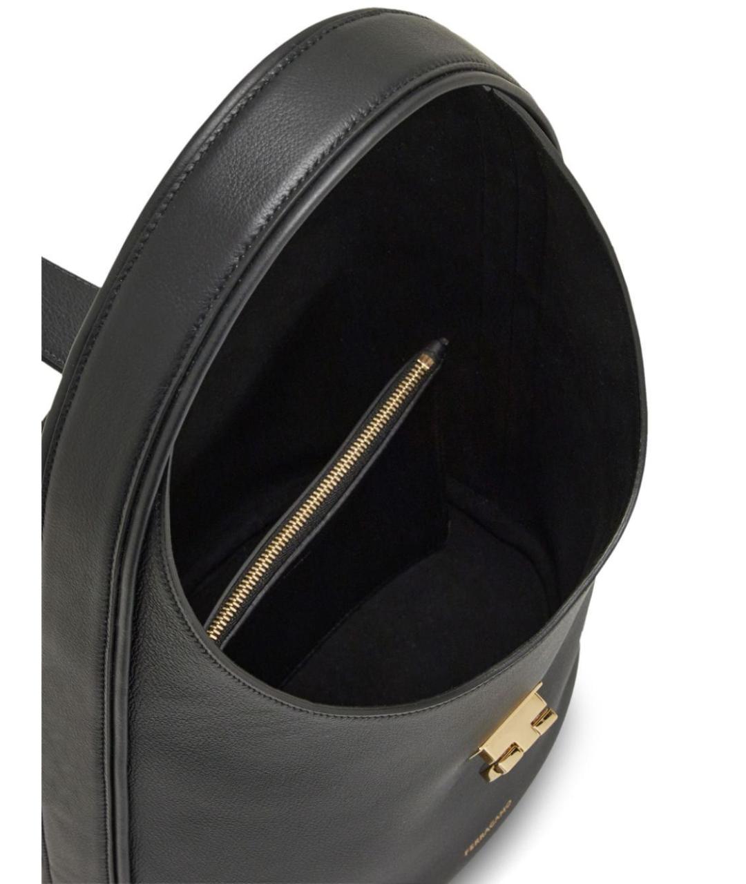 FERRAGAMO Черная кожаная сумка через плечо, фото 3
