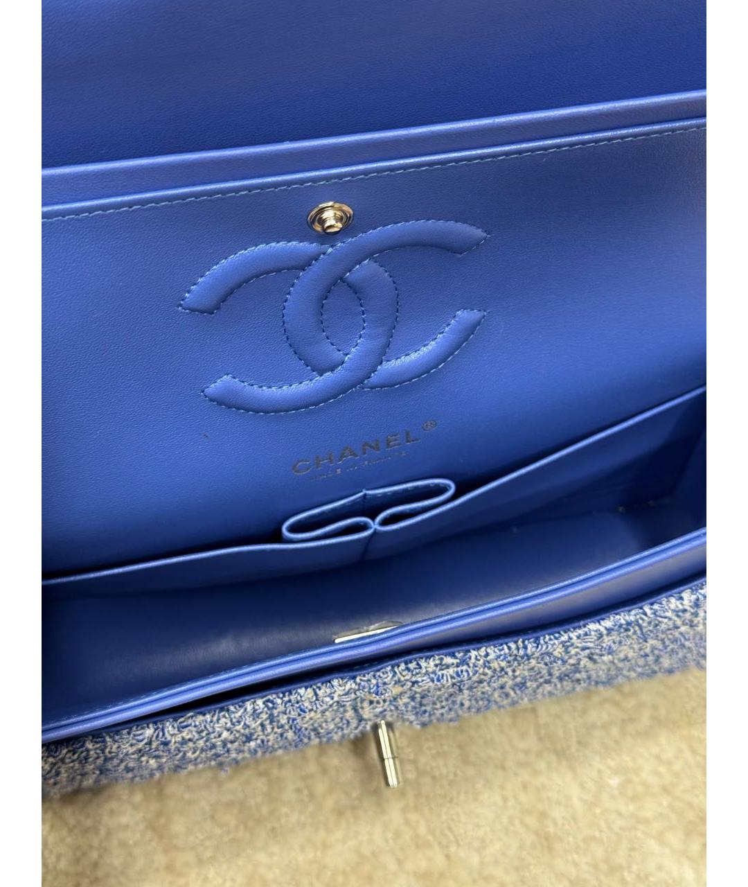 CHANEL Синяя твидовая сумка через плечо, фото 4