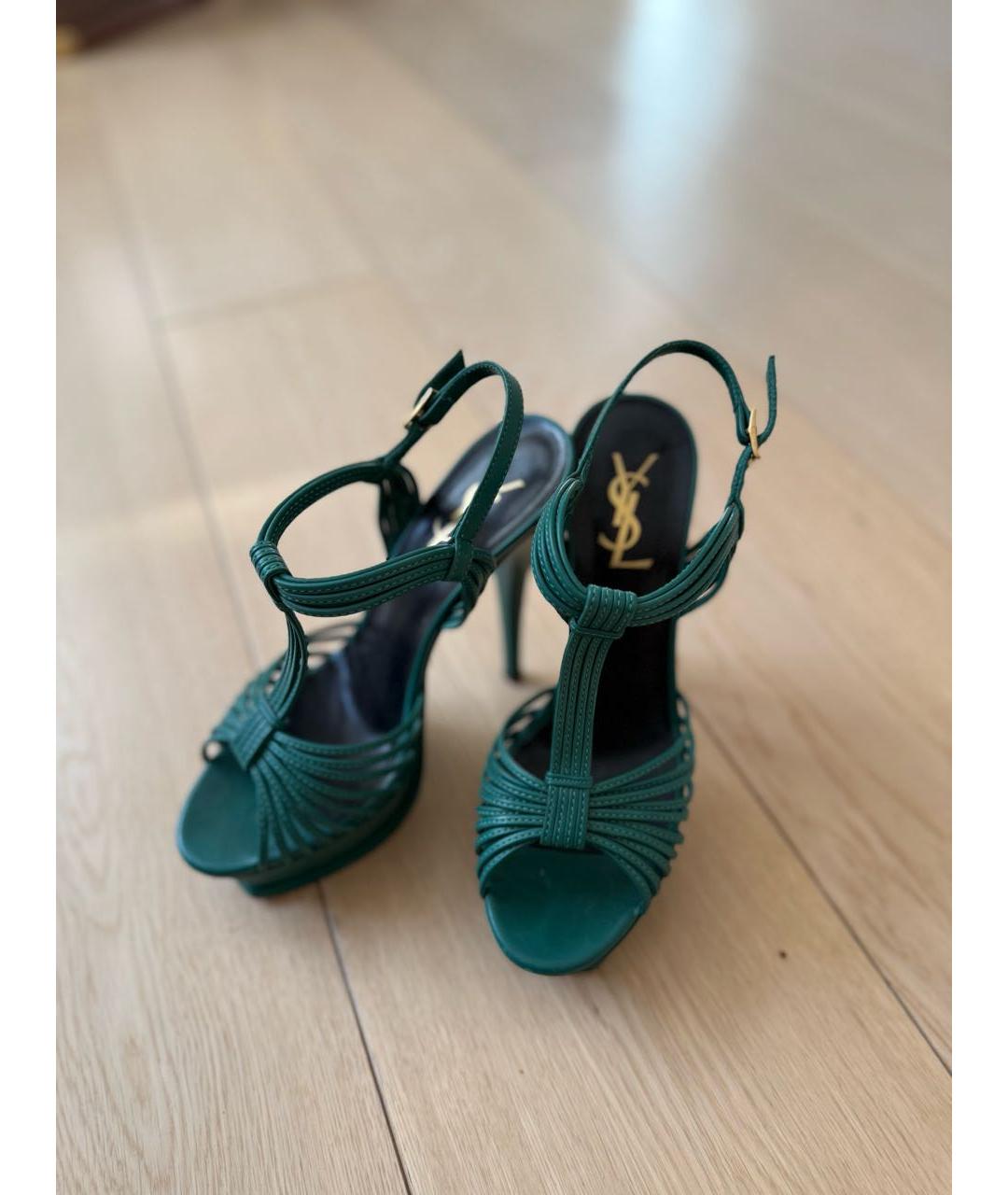 SAINT LAURENT Зеленые босоножки, фото 3