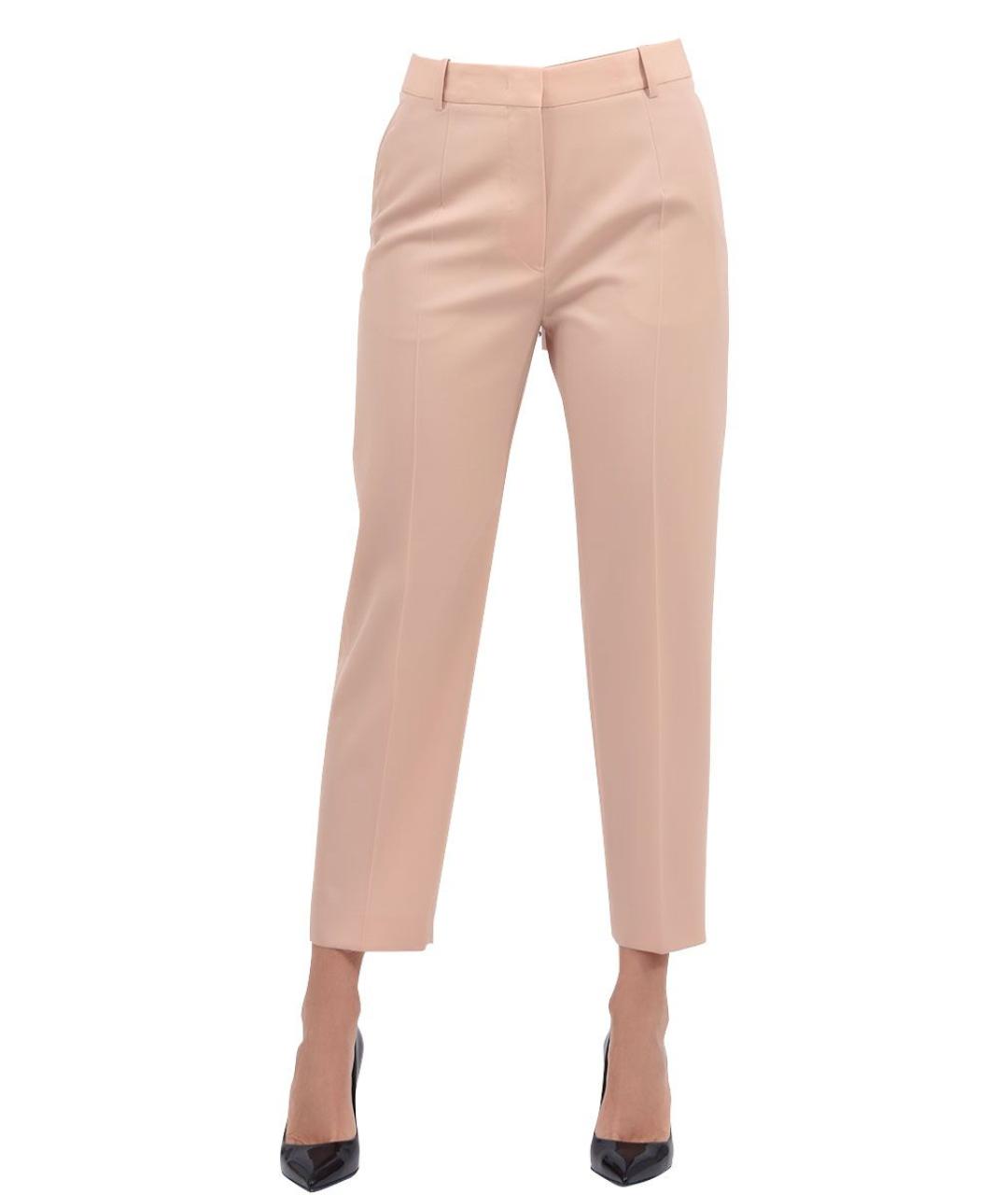JIL SANDER Розовые шерстяные прямые брюки, фото 3