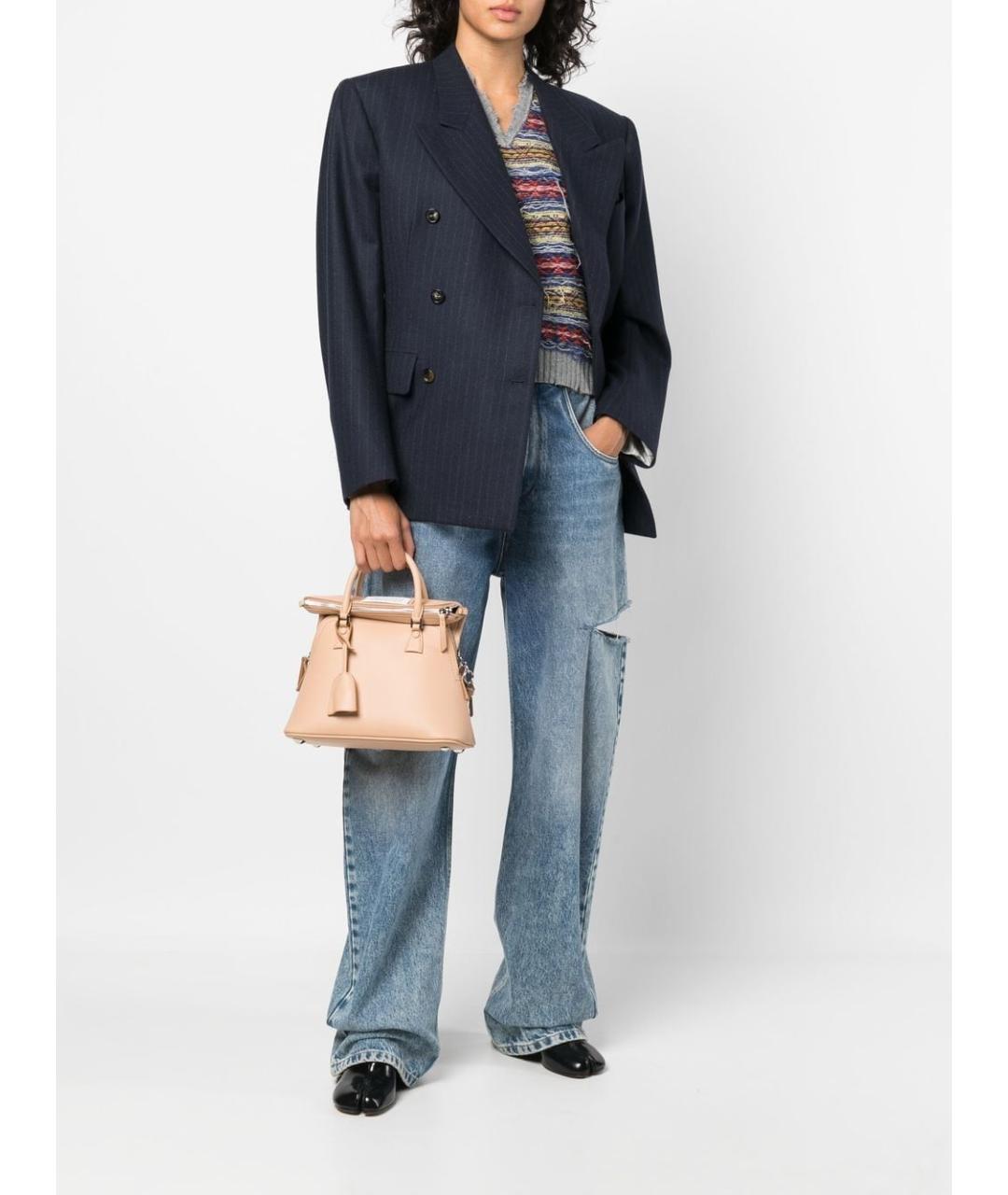 MAISON MARGIELA Бежевая синтетическая сумка тоут, фото 2