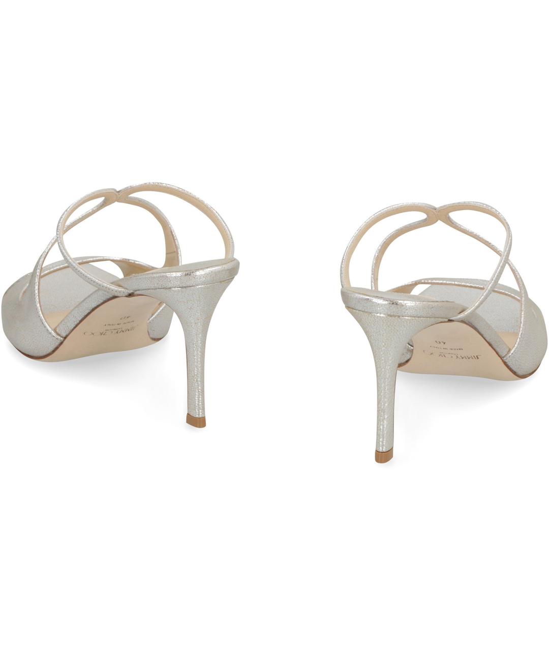 JIMMY CHOO Серебряные кожаные туфли, фото 4