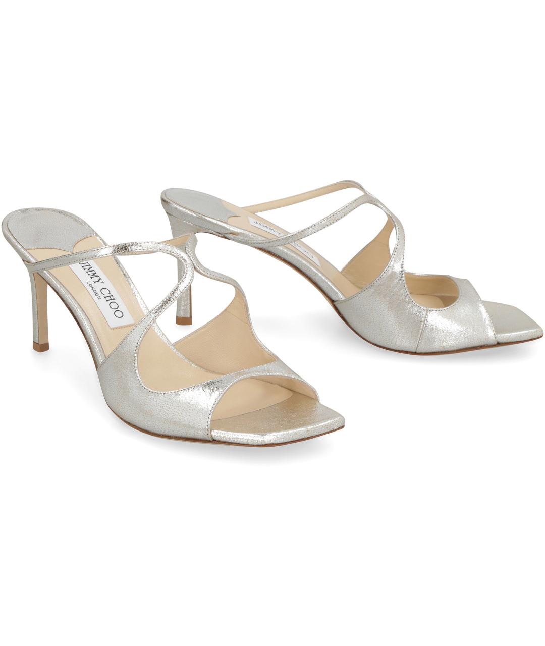 JIMMY CHOO Серебряные кожаные туфли, фото 3