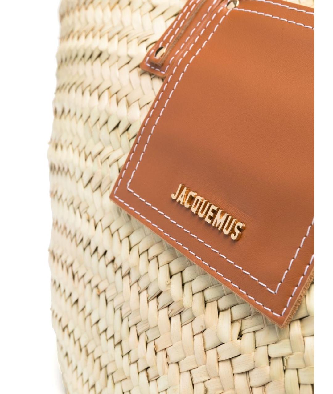 JACQUEMUS Бежевая кожаная сумка тоут, фото 5