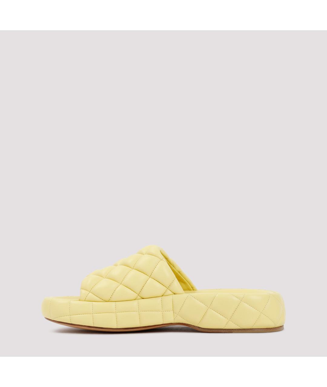 BOTTEGA VENETA Желтые кожаные шлепанцы, фото 3