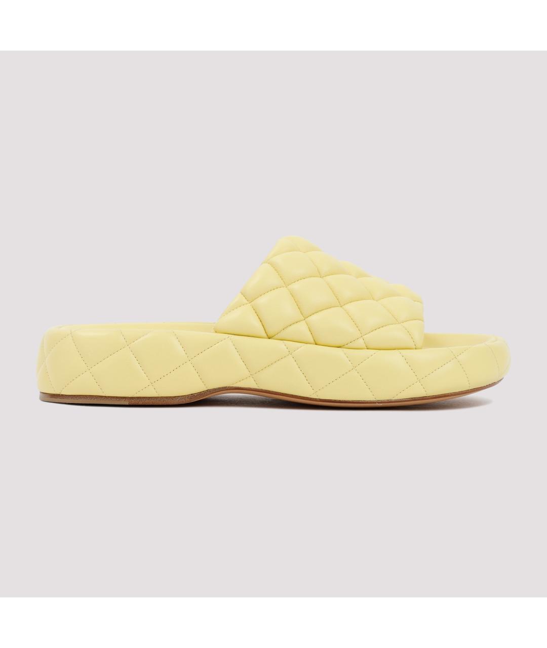 BOTTEGA VENETA Желтые кожаные шлепанцы, фото 2