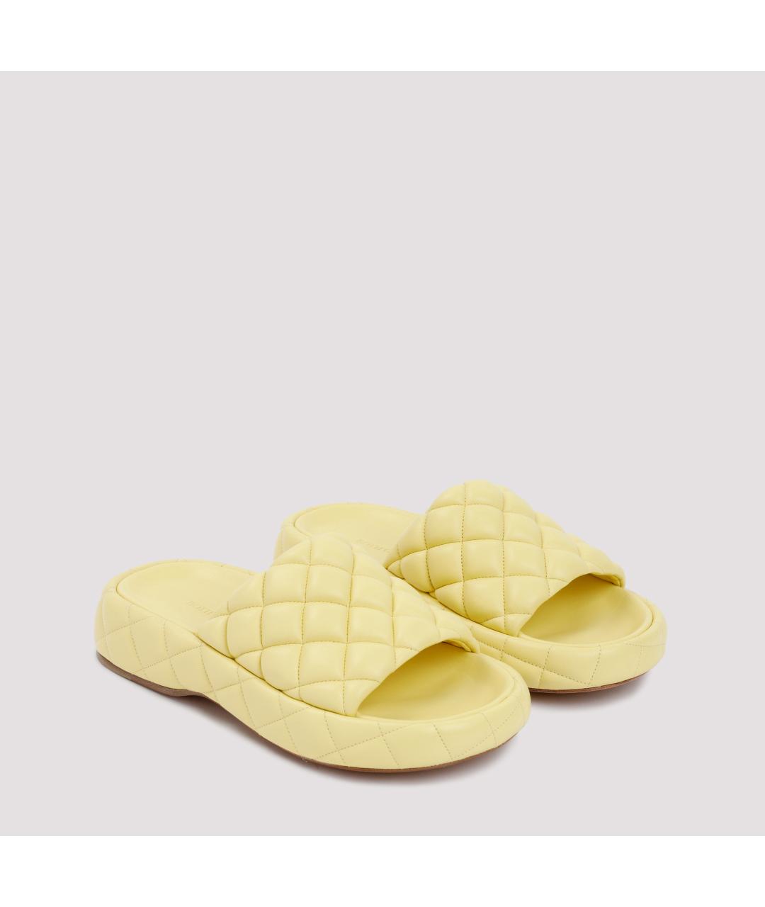 BOTTEGA VENETA Желтые кожаные шлепанцы, фото 4