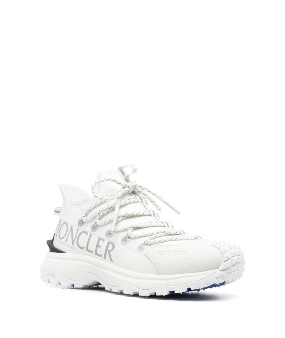 MONCLER Белые синтетические низкие кроссовки / кеды, фото 2