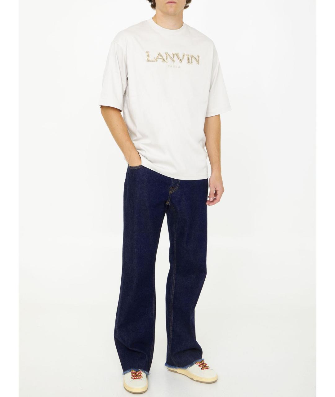 LANVIN Бежевая хлопковая футболка, фото 2