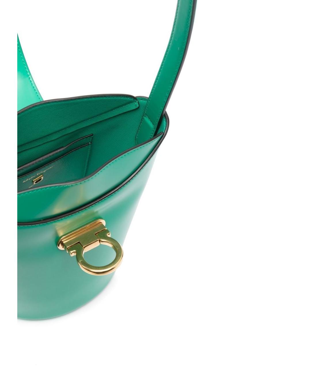 FERRAGAMO Зеленая кожаная сумка через плечо, фото 5