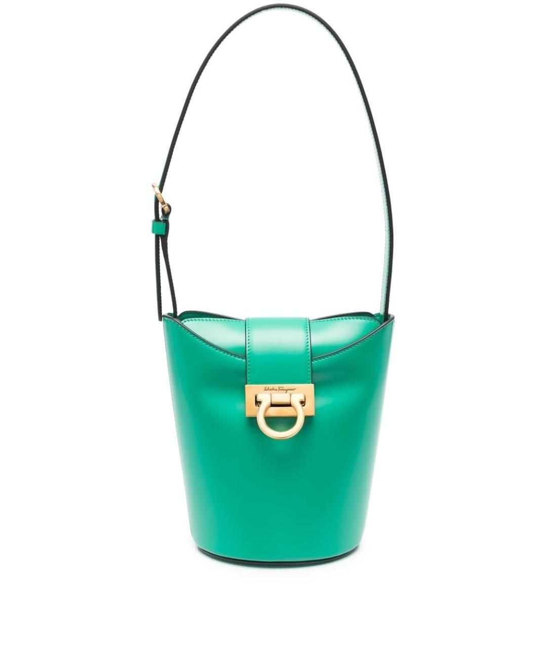 FERRAGAMO Зеленая кожаная сумка через плечо, фото 1