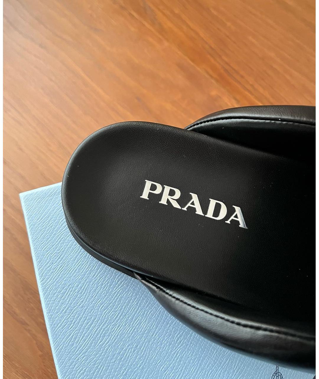 PRADA Черные кожаные мюли, фото 5