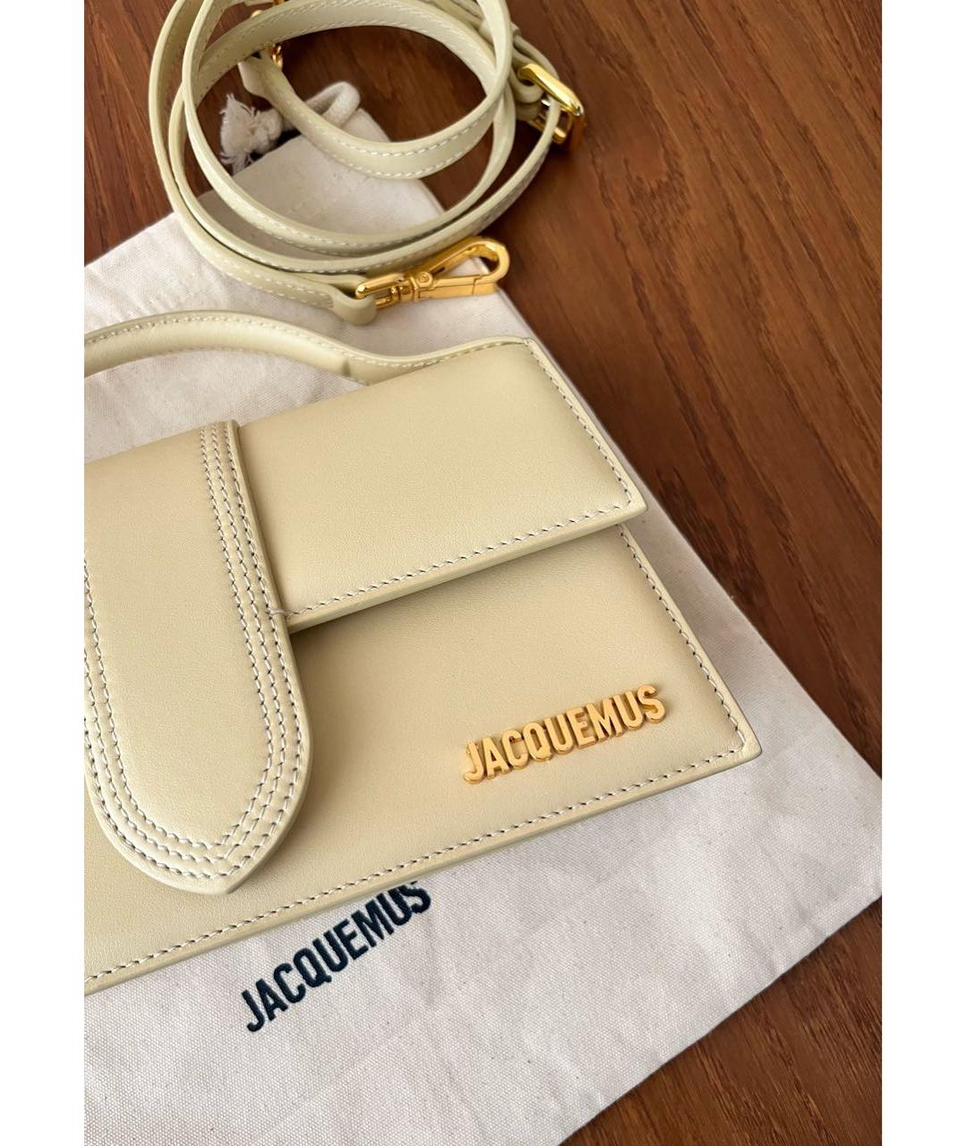 JACQUEMUS Бежевая кожаная сумка через плечо, фото 3