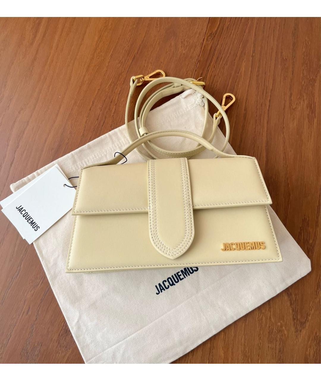 JACQUEMUS Бежевая кожаная сумка через плечо, фото 2