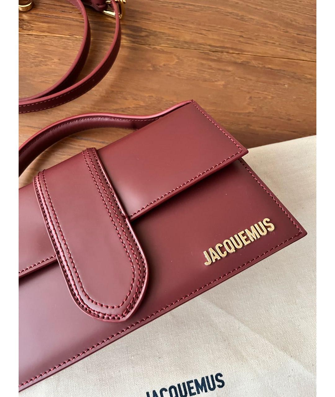 JACQUEMUS Бордовая кожаная сумка через плечо, фото 3