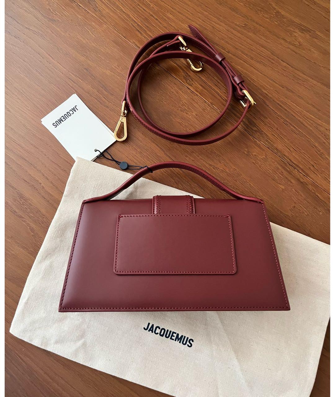 JACQUEMUS Бордовая кожаная сумка через плечо, фото 4