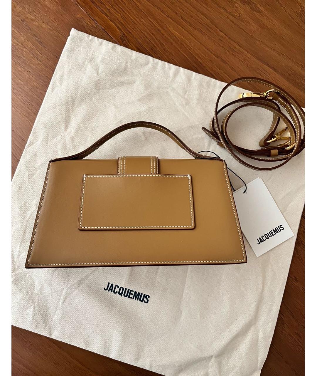 JACQUEMUS Бежевая кожаная сумка через плечо, фото 3