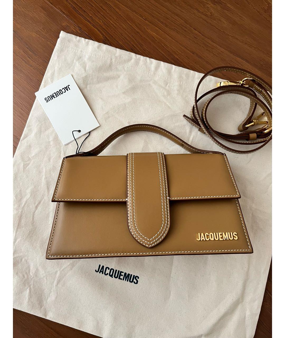 JACQUEMUS Бежевая кожаная сумка через плечо, фото 2