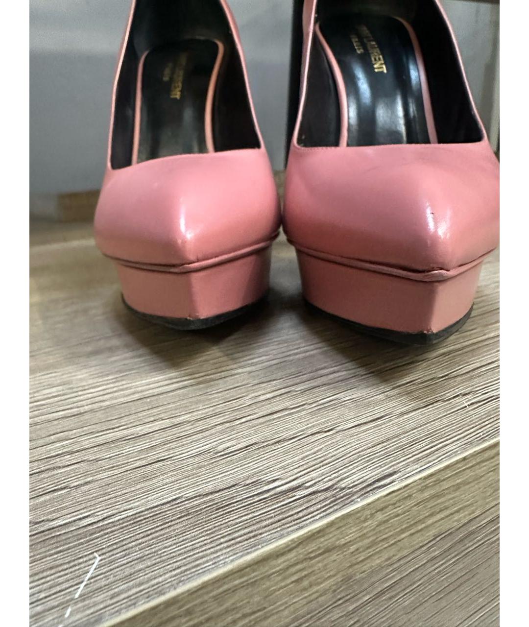 SAINT LAURENT Розовые кожаные туфли, фото 3