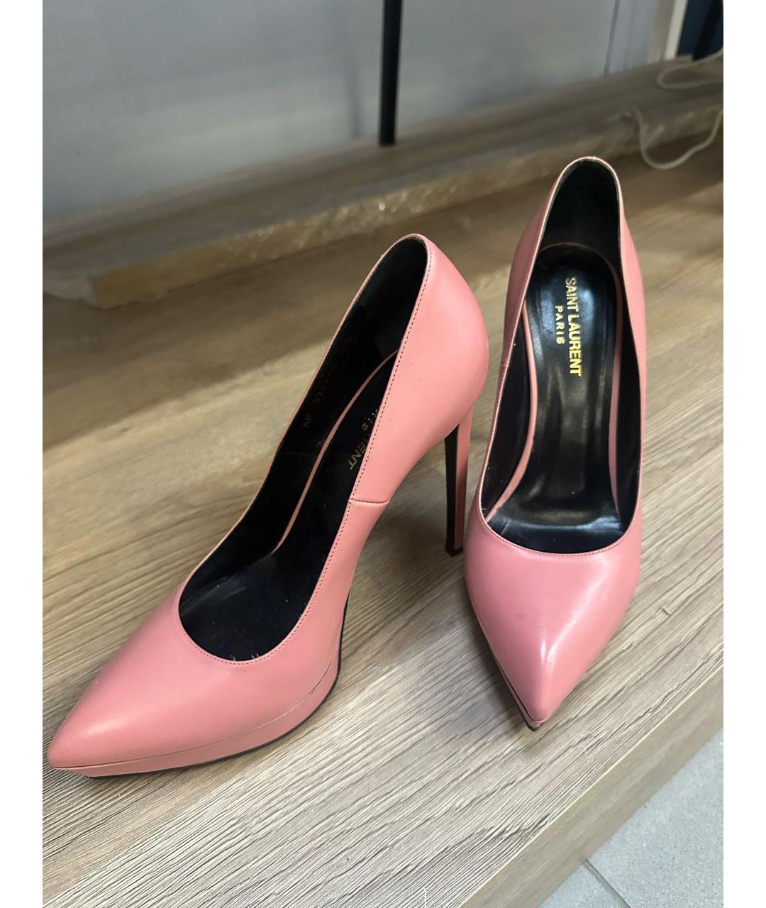 SAINT LAURENT Розовые кожаные туфли, фото 2