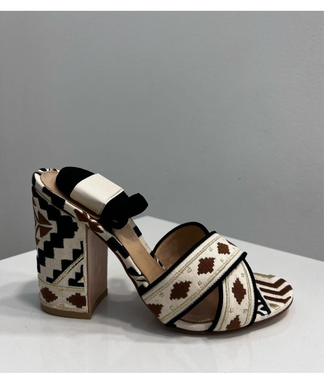 GIANVITO ROSSI Бежевые текстильные босоножки, фото 5