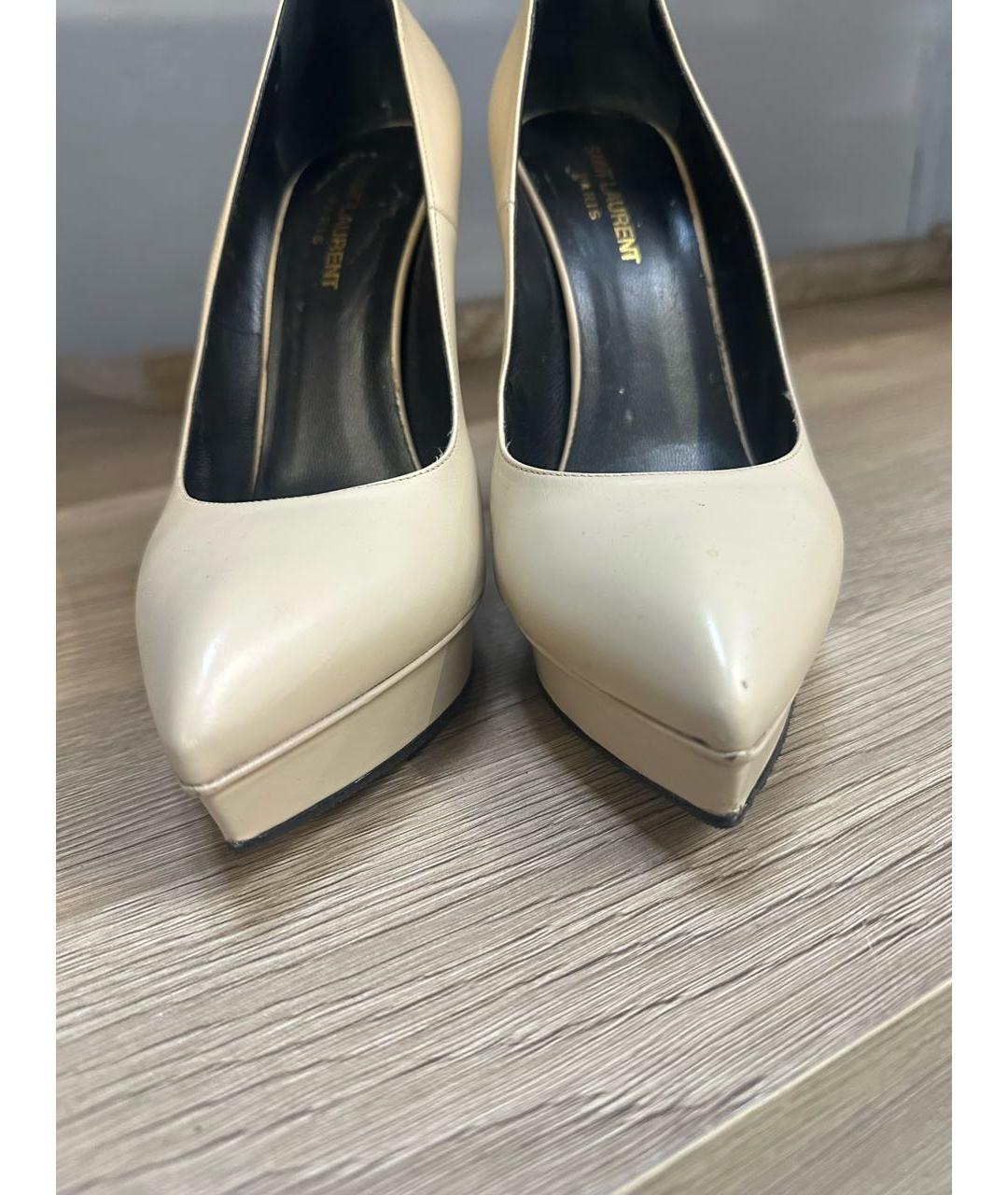 SAINT LAURENT Бежевые кожаные туфли, фото 3
