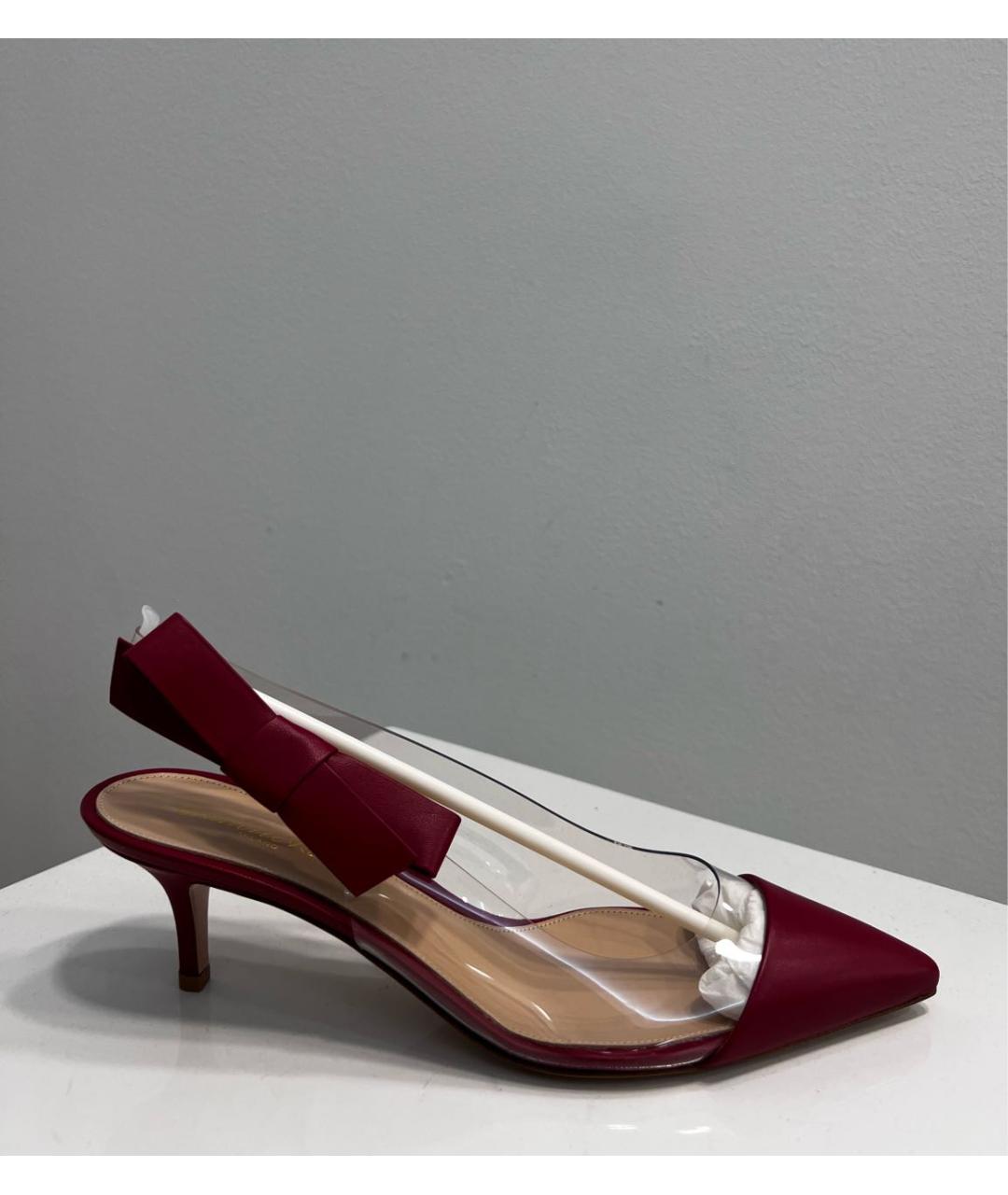 GIANVITO ROSSI Бордовые лодочки на низком каблуке, фото 5