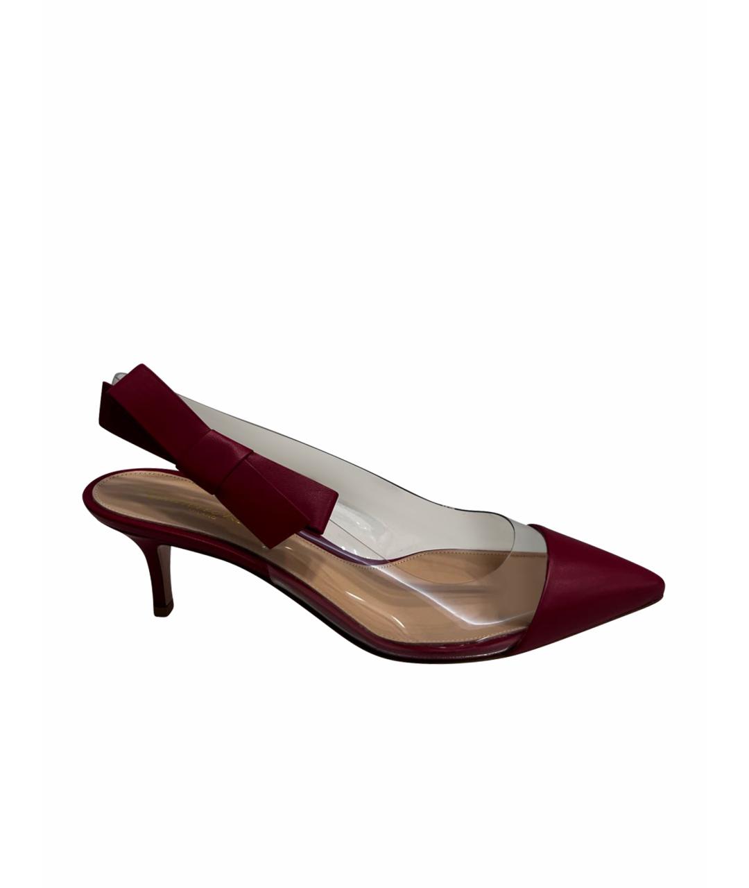 GIANVITO ROSSI Бордовые лодочки на низком каблуке, фото 1