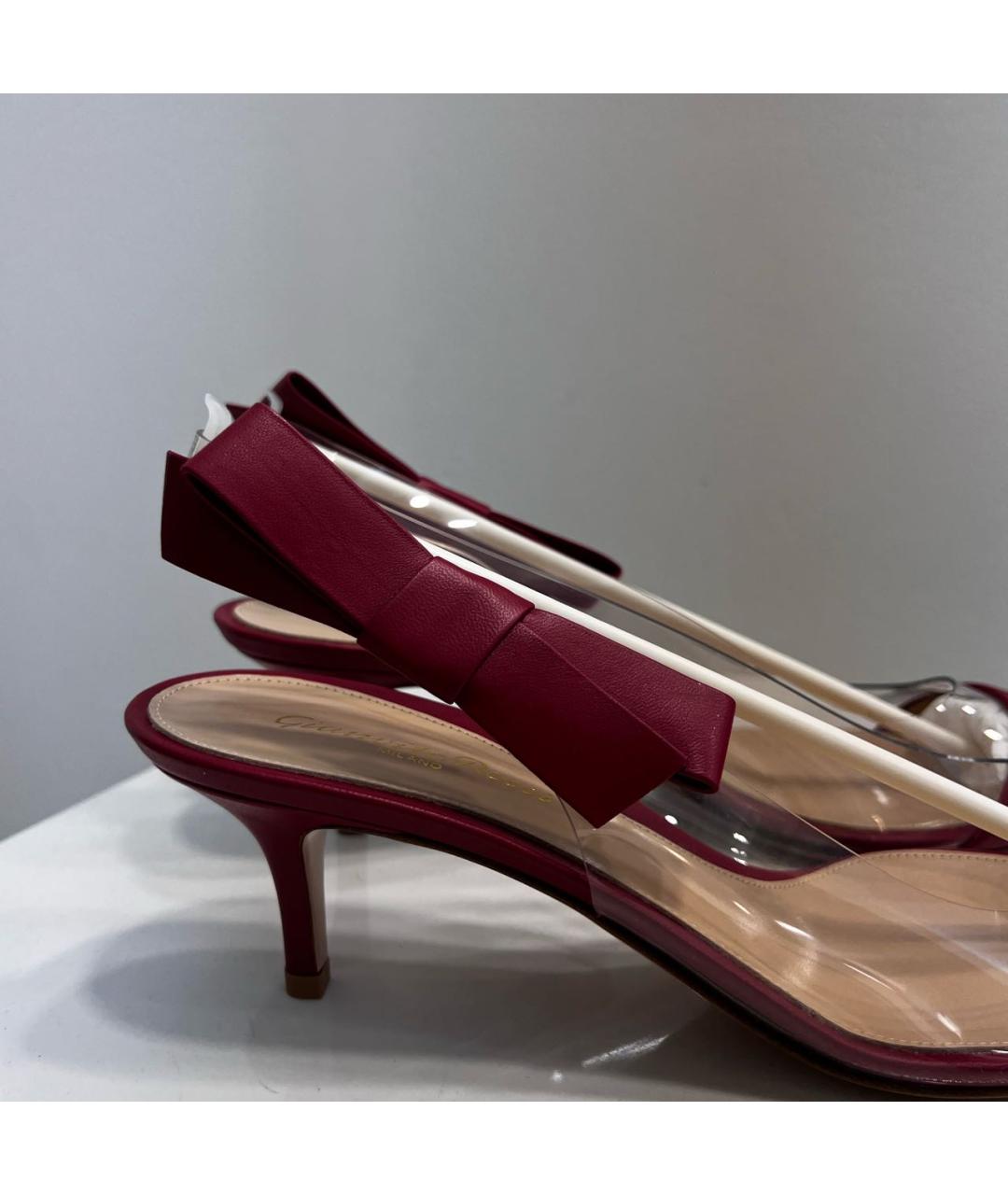 GIANVITO ROSSI Бордовые лодочки на низком каблуке, фото 4