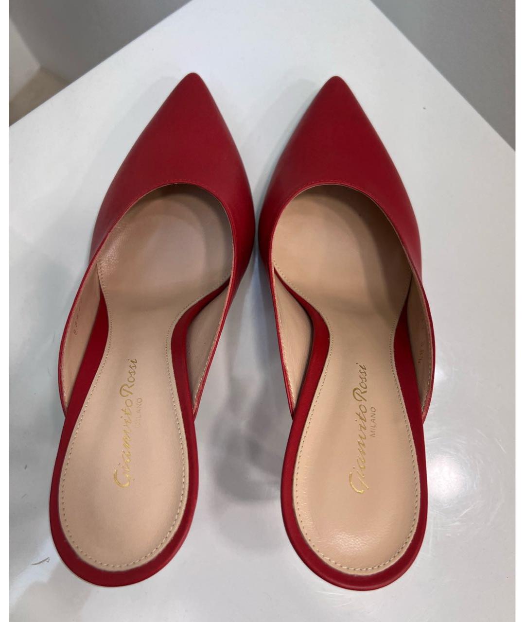 GIANVITO ROSSI Красные кожаные мюли, фото 4