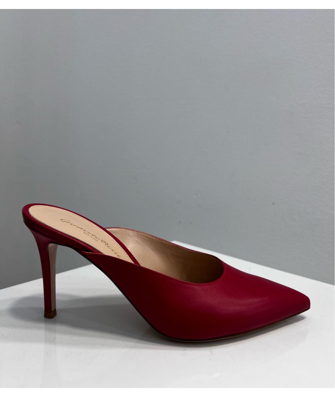 GIANVITO ROSSI Красные кожаные мюли, фото 5