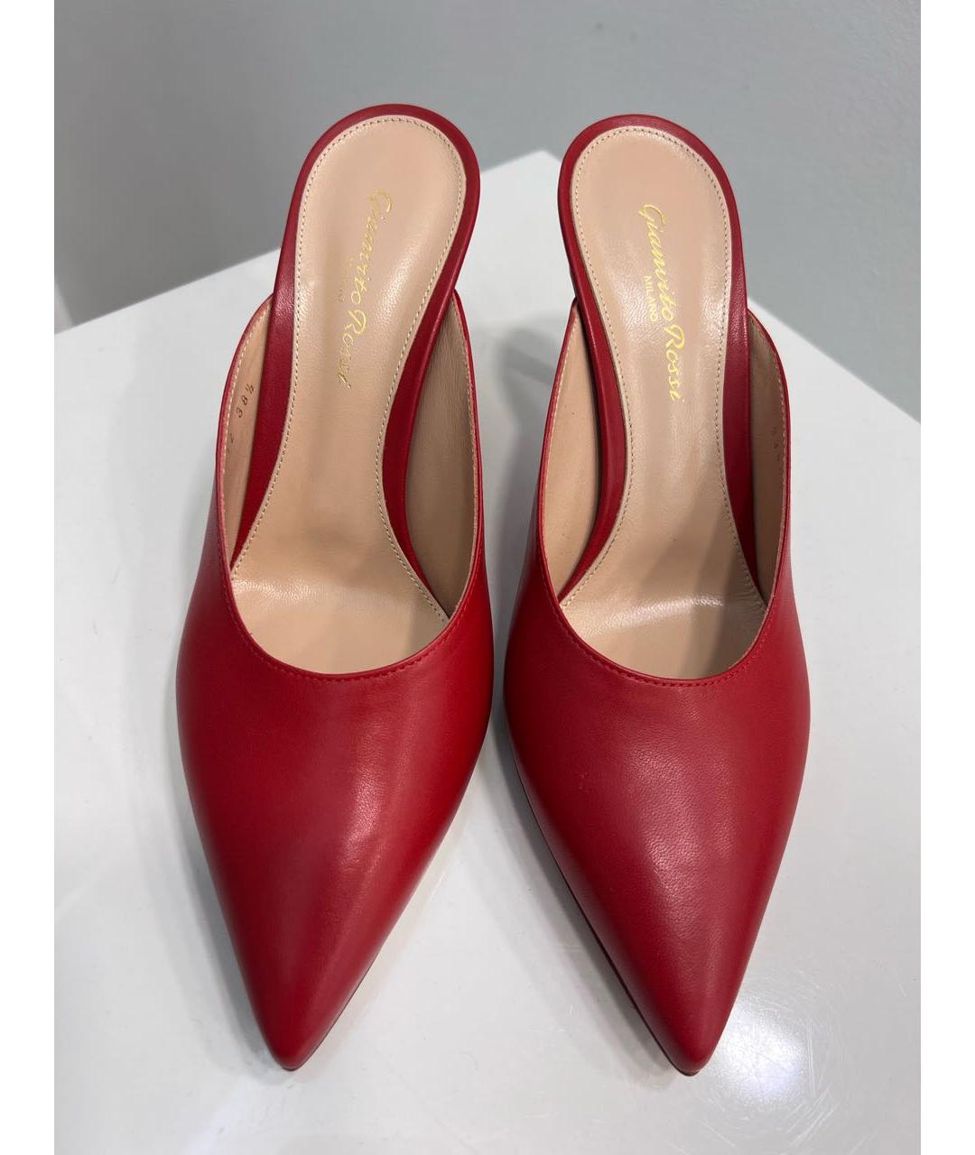 GIANVITO ROSSI Красные кожаные мюли, фото 2