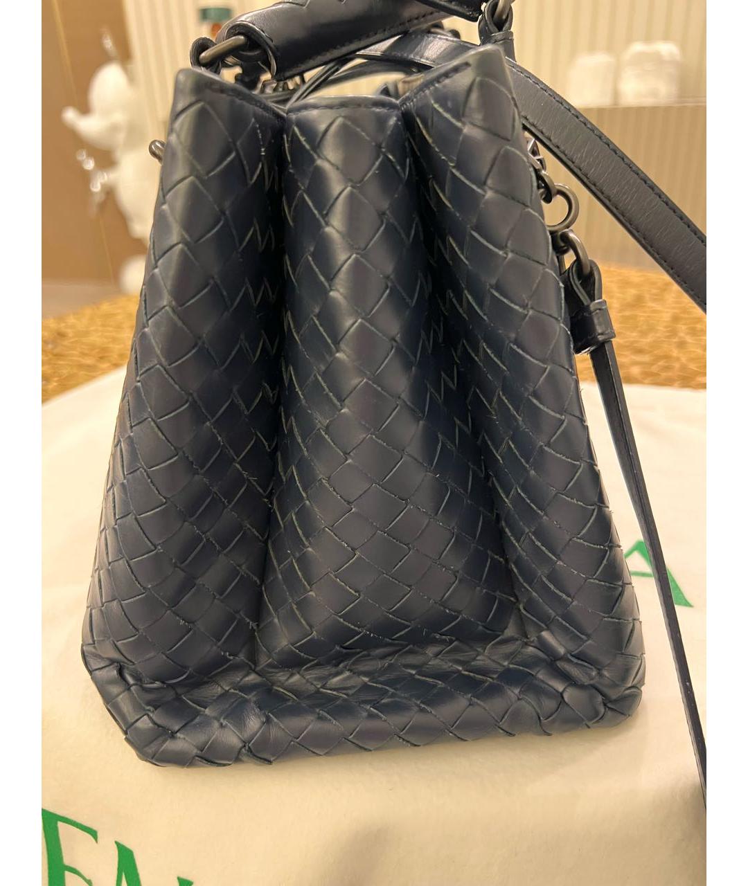 BOTTEGA VENETA Синяя кожаная сумка с короткими ручками, фото 7